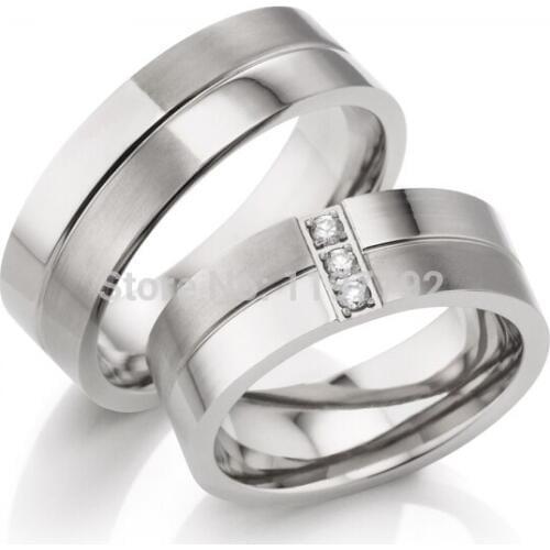 High end custom made silver Color europe Western Engagement wedding bands promise Ring sets for couples