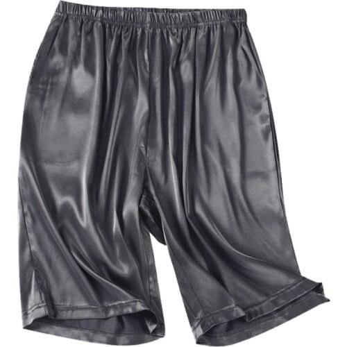 Summer Mens Home Solid Silk Satin Pajamas Shorts Pyjamas Boxers Short Sleep Bottoms Nightwear Comfortable Sleepwear