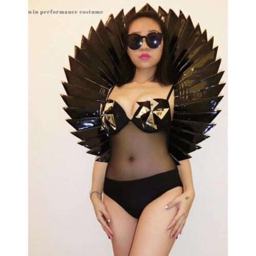 Transparent belly bikini Womens Birthday Celebrate Mesh Outfit Bar Women Dance pantihose Sparkly Silver mirror back rave party