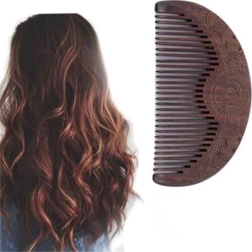 Hot Sale Brown Color Hair Care Comb High Qaulity Anti-static Handmade Natural Wood Wooden Carved Sandalwood Combs Mandarin