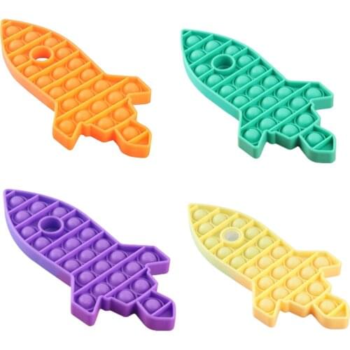 Silicone Push Bubble Cartoon Rocket Sensory Toys for Anti Stress Toy Stress Relief Funny Toys Gift for Adult Child