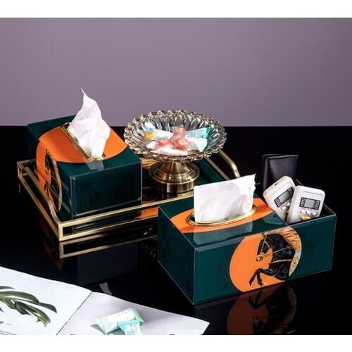 Glass Tissue Box Desktop Durable Multifunctional Remote Paper Holder Pencil Rack Storage Organization Tray European Style