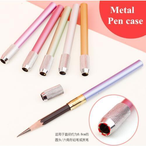 Lengthening Rod Pencil Extender Connector Drawing Sleeve Metal Aluminum 6 Colour Loose