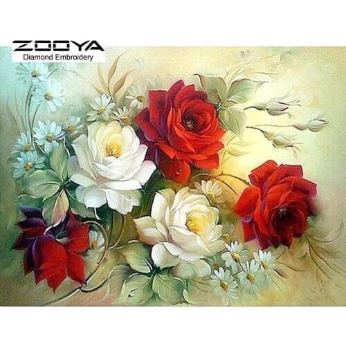 Needlwork Diamond Embroidery Floral DIY Diamond Painting Cross Stitch Beautiful Rose Crystal Full Diamond Set Decorative BJ398