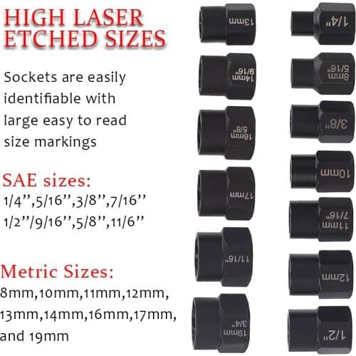 14pcs Nut Removal Tool Damaged Lug Nut Lock Remover Twist Socket Set Car Wheel Nut Socket Screw Extractor Tool Automotive Tools