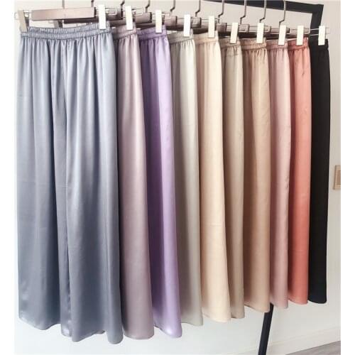 2020 Multi-Color Silk Mulberry Heavy Silk Fabrics Loose Casual Womens High Waist Large Wide Leg Pants Skirt Pants Loose