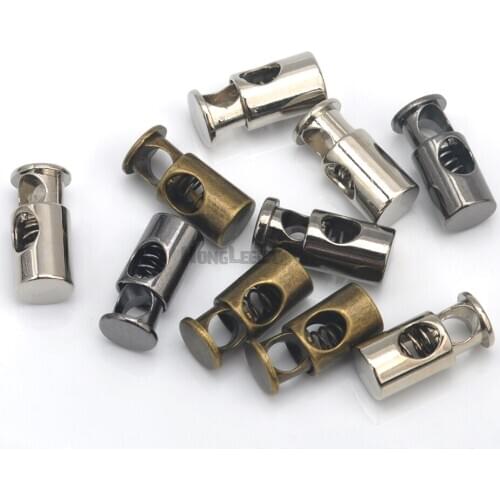 30pcs/lot round metal alloy stoppers toggle 5mm cord locks Drawstring lock one hole silver nickle/black shock cord STP-009