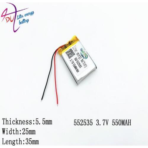 5pieces/lot)Polymer lithium ion battery 3.7 V 550mAh 532535 552535 CE FCC ROHS MSDS quality certification