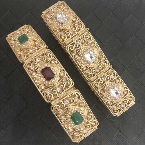 Latest Algerian metal waist chain caftan jewelry big crystal wedding belt sparkly crystal wedding jewelry for Moroccan woman