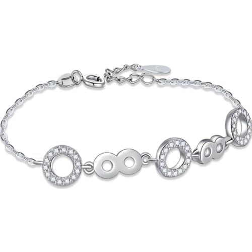 New Fashion 925 sterling silver Infinity Bracelet for Women with Crystal Stones Number 8 Chain Bracelets Women & girls jewelry