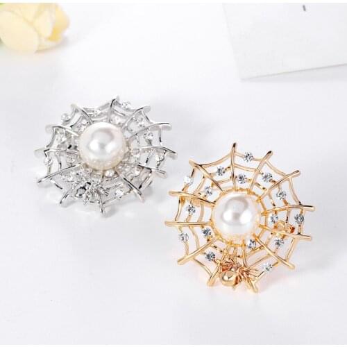 Spider And Net Brooches For Unisex Pearl Insect Party Casual Brooch Pins Gifts