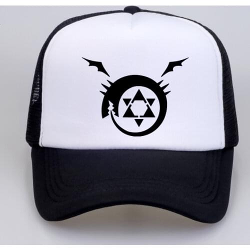 Full metal Fullmetal Alchemist Steel Edward Alphonse Baseball caps Cosplay Costumest Anime Man Women mesh Trucker Cap Hat