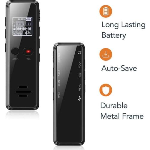 Digital Voice Recorder Rechargeable Recording Pen LCD Digital Audio Recorder Recording Phone MP3 Player Built-in Mic V90