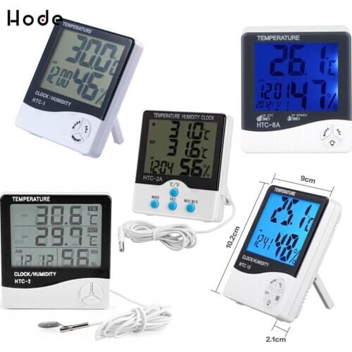 Digital Temperature Humidity Meter Home Indoor Outdoor hygrometer thermometer Weather Station with Clock Датчики температуры