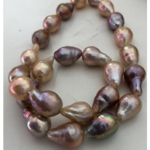 Elegant 13-14 mm baroque multicolor pearl necklace 18inch