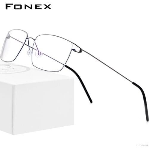 FONEX Titanium Alloy Optical Glasses Men Myopia Korean Eyeglasses Frame New Women Prescription Screwless Eyewear Morten 98624