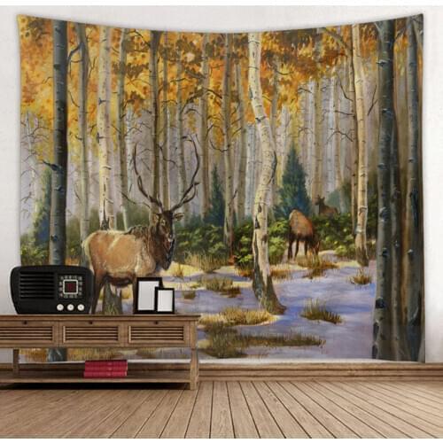 Deer Tapestry Wall Hanging Bed Spread Beach Towel Table Cloth Yoga Mat Muebles de la Sala Christmas Decoration Large size