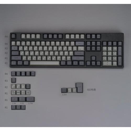 KBDfans PBT Black & Grey Weather Dye-Sub Cherry Profile Japanese Keycaps