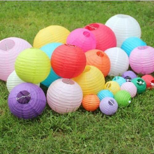 4-6-8-10-12-14-16inch Chinese Round Paper Lantern Christmas Halloween Wedding party Decorative Hanging White Paper Lamps Lampion