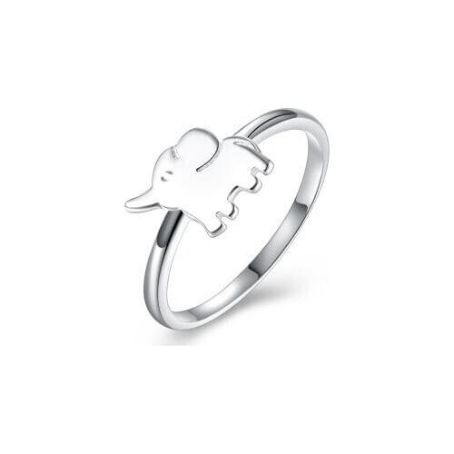 Wollet Jewelry 925 sterling silver flat ring cute little elephant romantic sweet style