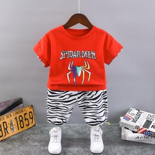 Summer Kids Toddler Boys Cool Clothes Set Baby Girls Cartoon Letter Printed Cotton T-shirt +Leopard Print Shorts Kids Outfits