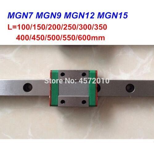 MGN7 MGN9 MGN12 MGN15 linear rail 1pc MGN12 linear rail 100 150 200 300 400 500mm 600mm + 1pc MGN12 H carriage for 3d printer