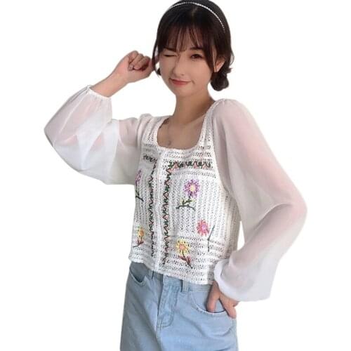 LORDWEY Openwork Blouses