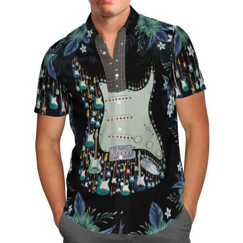 Rock Guitar Shirt 3D Hawaiian Shirt Men Summer Hip Hop Fashion Short Sleeve Shirts Oversized Chemise Homme Camisa Masculina-88