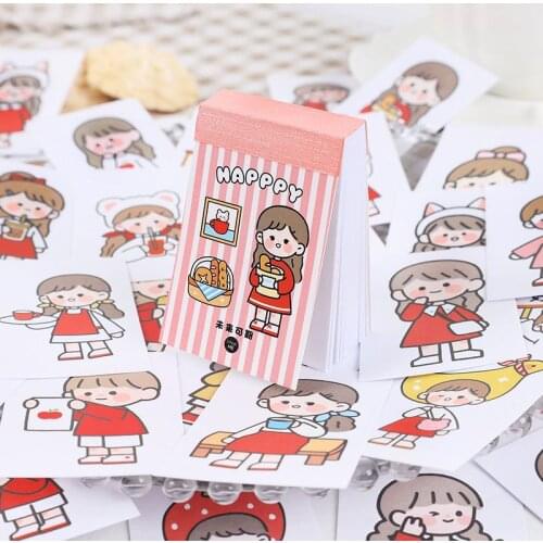 50Pcs/book Cute Girl happy day Decorative washi paper Stickers Scrapbooking diy Stick Label Diary Stationery Album