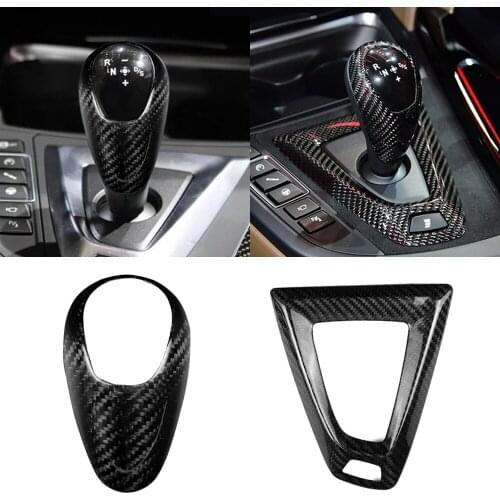 Real Carbon Fiber Gear Shift Handle Sleeve Button Covers Stickers For BMW M3 F80 2014-2018 Interior Accessories LHD RHD