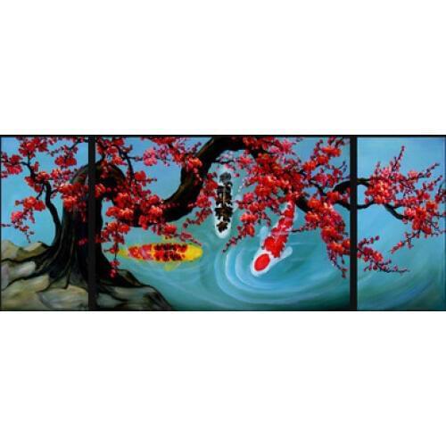 WALL DECOR ART MODERN ABSTRACT CANVAS OIL PAINTING-Kam fish- A249