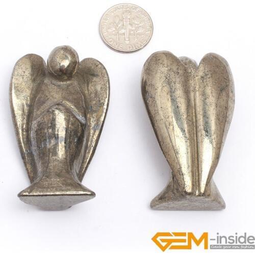 Natural Stone Iron Pyrite Pendant Jewelry Carved Charm Beads 1 Pcs Donut Pyrite Angel Heart DIY Loose Bead