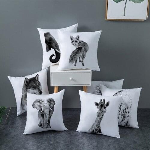 Black White Animal Print Cushion Case Nordic Home Polyester Party Pillow Cover Cases Living Room Car Decoration Throw Pillows