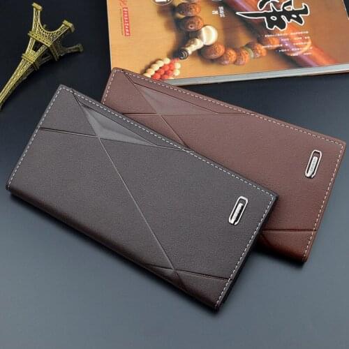 New Mens Long Thin Wallet Male Soft Three Fold Zipper Coin Purses Multi-card Slot Large-capacity Embossed Fashion Card Holder