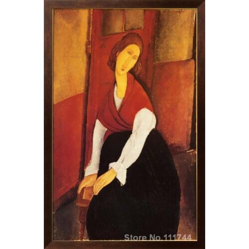 Online art gallery Jeanne Hebuterne in Red Shawl by Amedeo Modigliani paintings High quality Hand painted