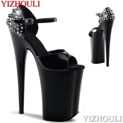 23 cm high heels, summer women rivet decoration, high heels sexy pole dancing nightclub 9 inch sandals