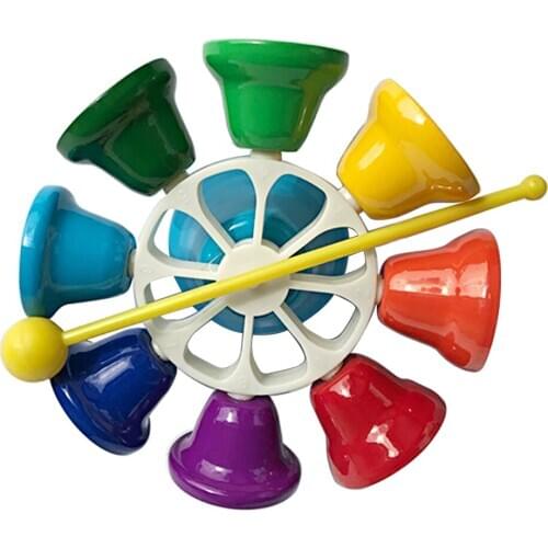 Rotatable 8 Notes Music Bells Handbell with Song Books & Beater Set