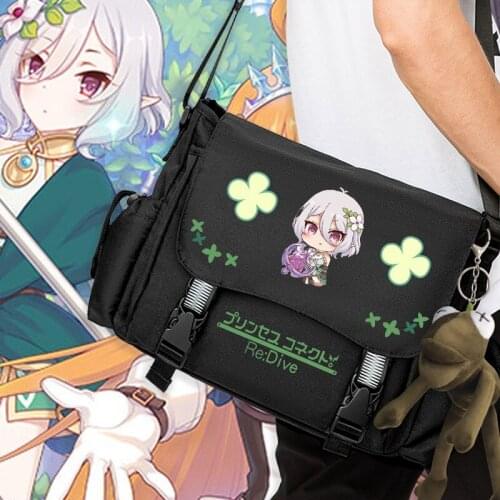 Princess Connect Re:Dive Cosplay Oxford Unisex Black Crossbody Messenger Student School Shoulder Bag Teenager Casual Travel Gift