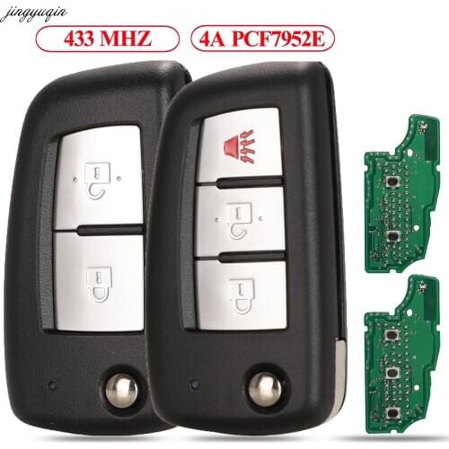 Jingyuqin Remote Flip Car Key 433MHz 4A PCF7952E For Nissan Qashqai J11 Pulsar C13 Juke F15 X-Trail T32 Micra CWTWB1G767 2/3 BTN