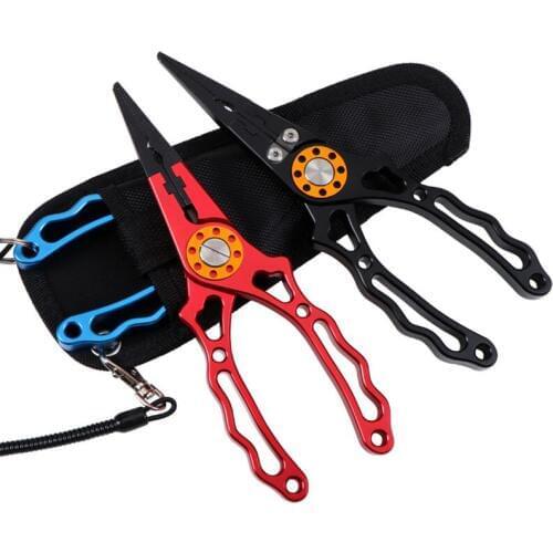 New CNC Aluminum Alloy Fishing Plier Lure Angling Pliers Split Ring Tungsten Steel Cutter Hook Remover Tackle+Sheath Multifunctional Accessories