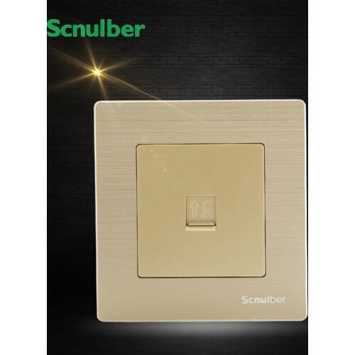 Luxury champagne metal computer socket network RJ45 8Pin wall switch adapter