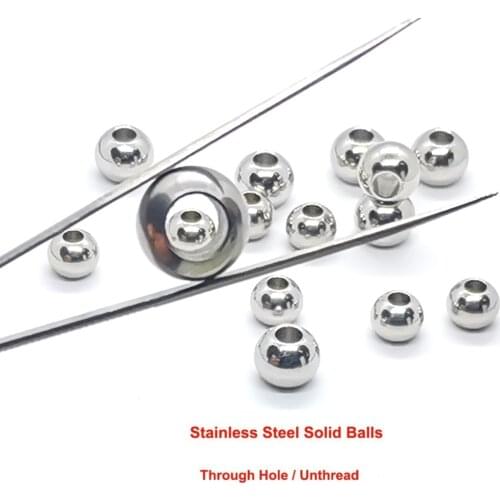 1Pcs Piercing Stainless Steel Balls Dia.14mm-60mm Through Hole Unthreaded Steel Bead DIY Jewelry Beading Round Ball Accessories