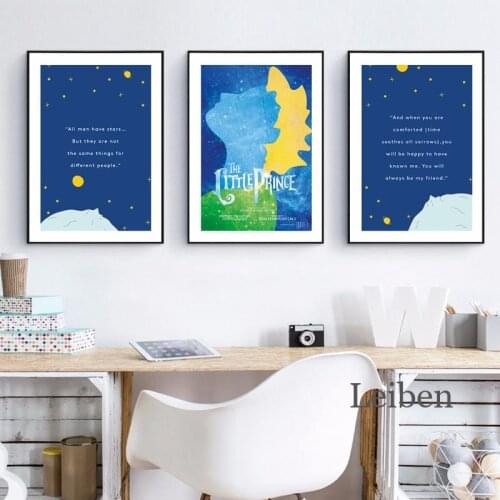 Nordic Prints The Little Prince Quotes Posters and Prints Cartoon Abstract Minimalist Canvas Painting Childrens Room Decoration