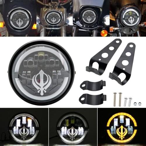 Universal 7" Led Car Motorcycle Headlight H4 Phare Farol Moto Headlamp Head Light For Cafe Racer Chopper Honda