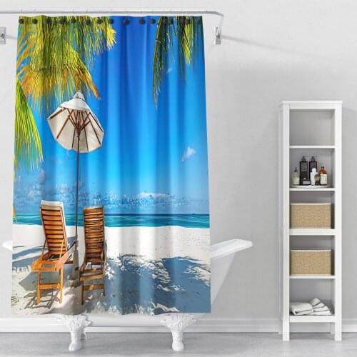 3D Print Southeast Asia Sandy Beach Style Waterproof Shower Curtains Home Summer Decoration Bathroom Polyester Fabric Adult