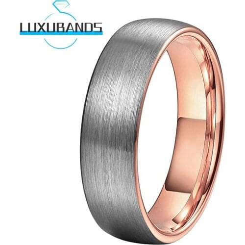 Tungsten Wedding Bands 6MM Rose Gold For Men Wemen Engagement Rings Brushed Finished Comfort Fit