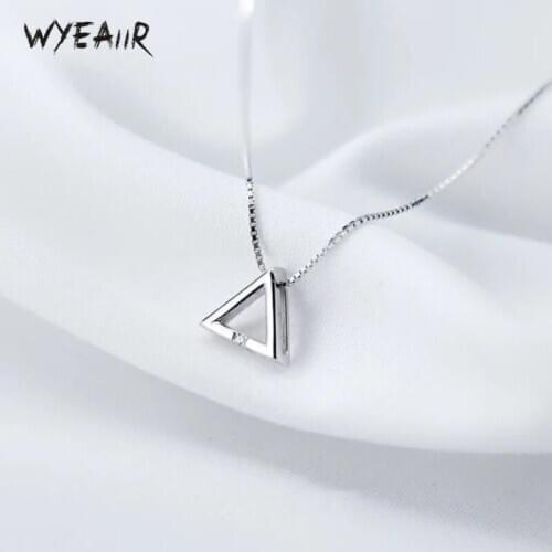 WYEAIIR Geometry Triangle Rhinestones Fresh Delicate Sweet Creative Pendant 925 Sterling Silver Clavicle Chain Female Necklace