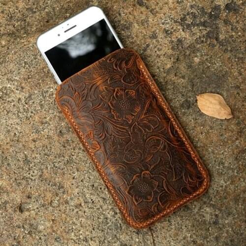 Women genuine embossing leather sleeve for iPhone X / iPhone XS Max / iphone XR /8 Plus / 7 6s Plus leather sleeve pouch case
