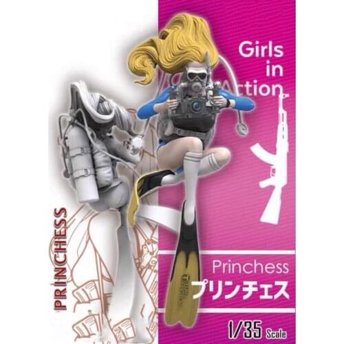 1/35 Resin Model Figure GK，PRINCHESS，GIRLS in ACTION， Unassembled and unpainted kit
