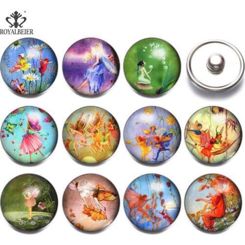 12pcs/lot Mix Pattern Glass Charms 18mm Snap Button Beads for Jewelry Making Bracelet Snap Jewelry Wholesale Lots Bulk KG0065